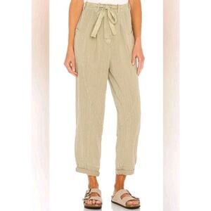 Free People Pants Women M* Livin In The City Seamed Pant Khaki Roll Hem No Belt